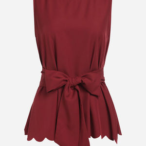 Scallop Hem Self Belted Shell Top